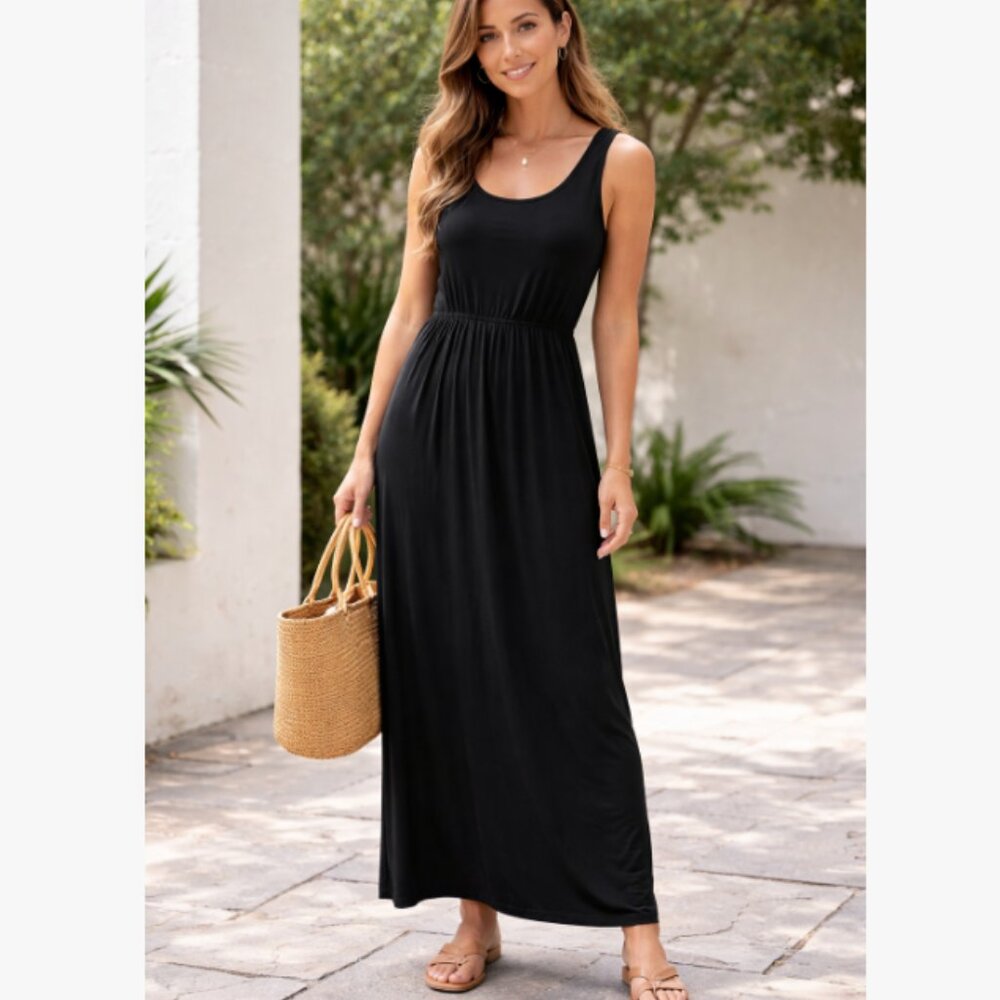 Amazon Essentials Black Sleeveless Maxi Dress Size: M